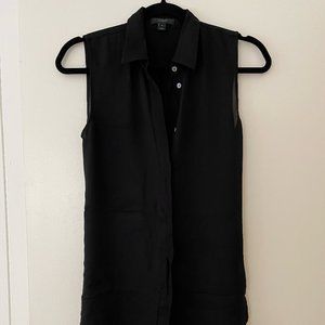 J.Crew Black Sleeveless Button Down Sheer Blouse Size 0